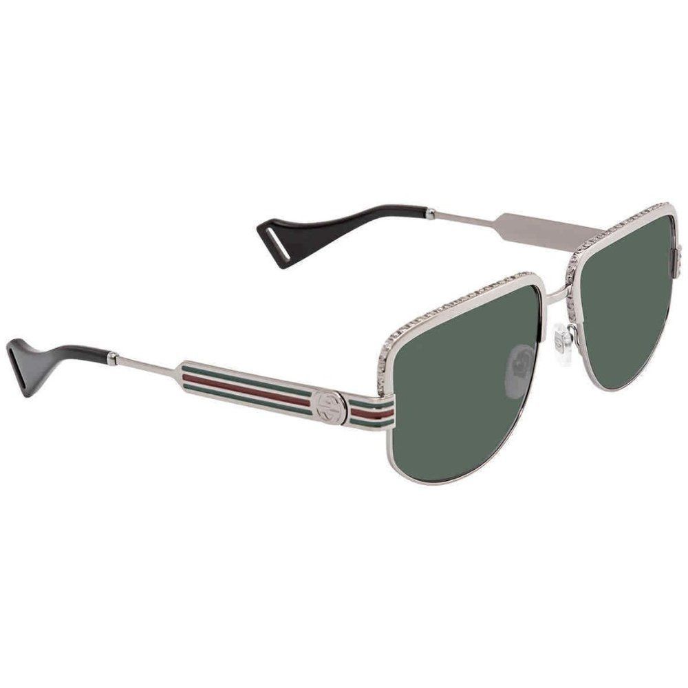 NEW Gucci Green and Silver Aviator Men's Sunglasses